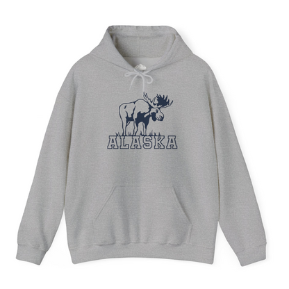 Alaska Moose Silhouette Shirt Hoodie – Sport Grey – Alaska Cruise Shirts