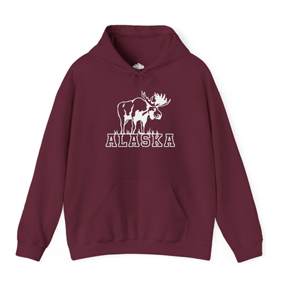 Alaska Moose Silhouette Shirt Hoodie – Maroon – Alaska Cruise Shirts
