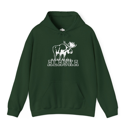 Alaska Moose Silhouette Shirt Hoodie – Forest Green – Alaska Cruise Shirts