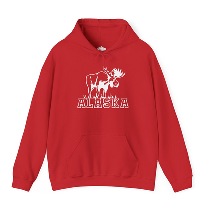 Alaska Moose Silhouette Shirt Hoodie – Red – Alaska Cruise Shirts