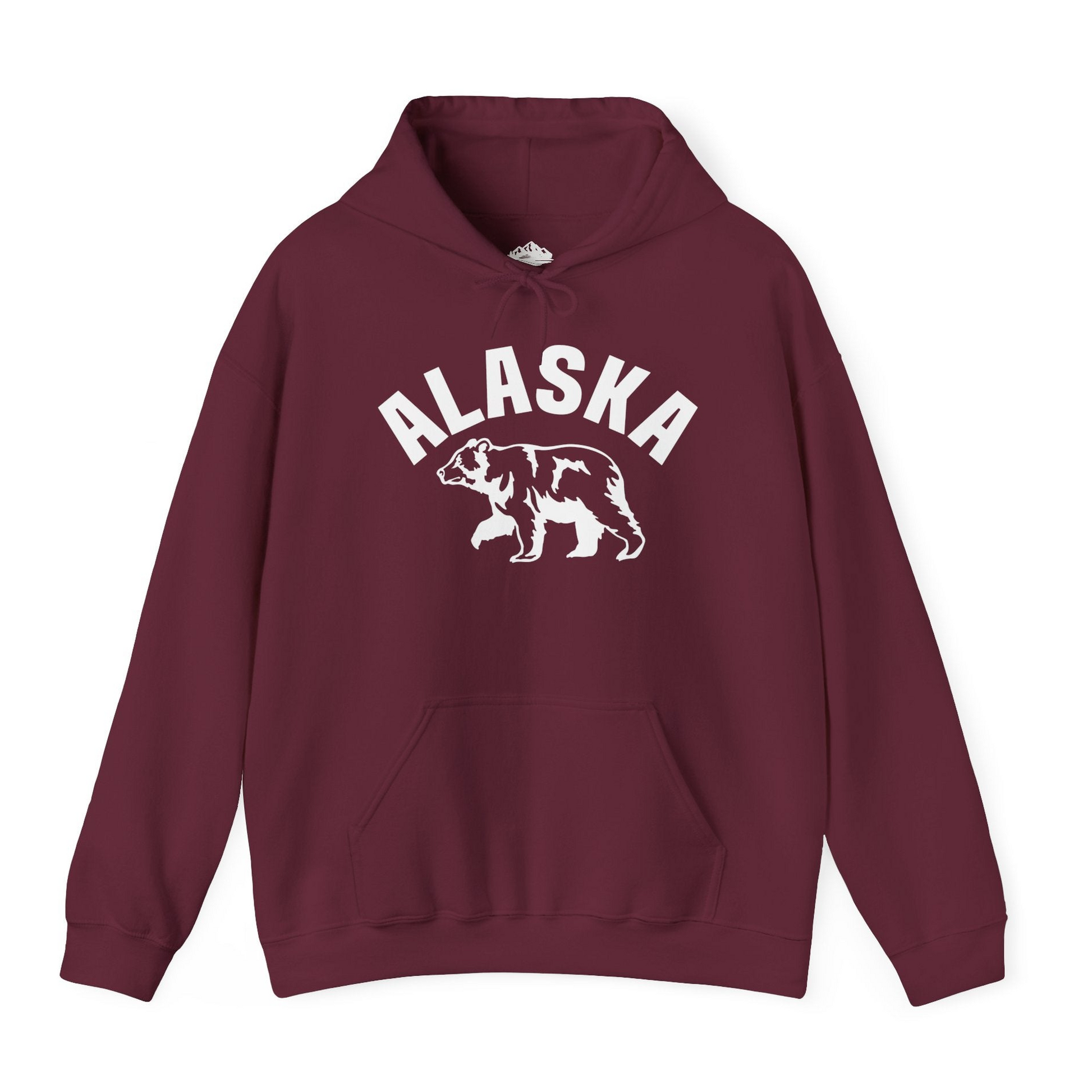 Alaska Bear Silhouette Wildlife Shirt Hoodie – Maroon – Alaska Cruise Shirts