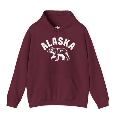 Alaska Bear Silhouette Wildlife Shirt Hoodie – Maroon – Alaska Cruise Shirts