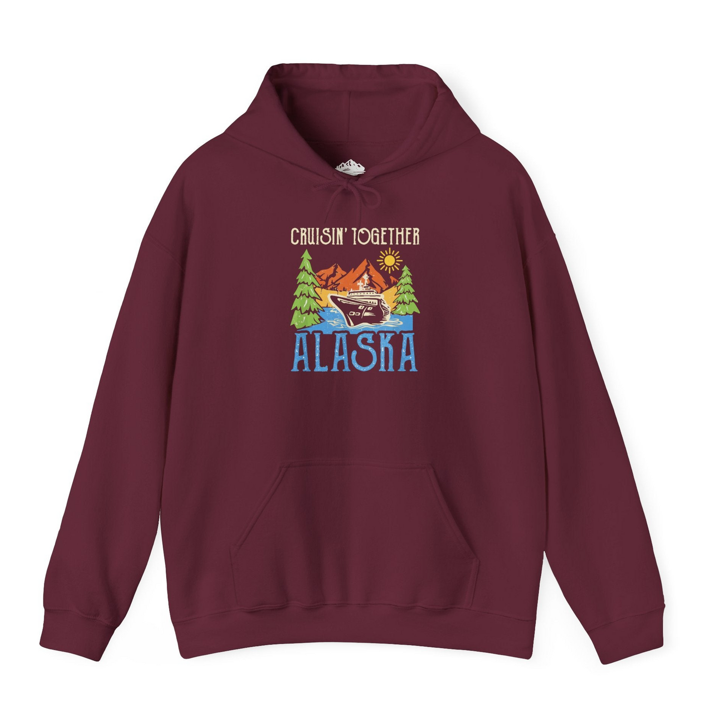 Alaska Cruise Adventure Nature Landscape Retro Family Shirt — Hoodie Hoodie – Maroon – Alaska Cruise Shirts