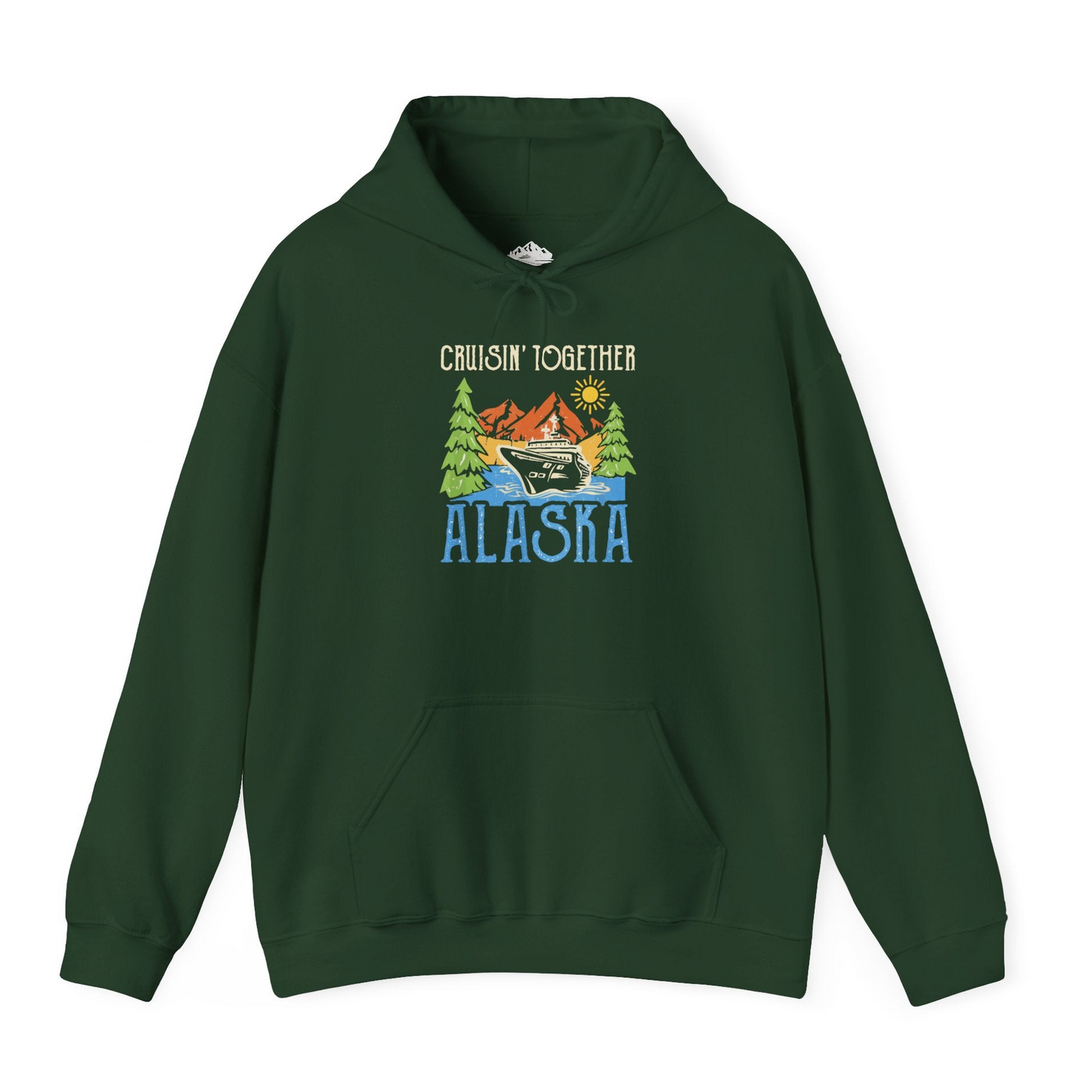 Alaska Cruise Adventure Nature Landscape Retro Family Shirt — Hoodie Hoodie – Forest Green – Alaska Cruise Shirts