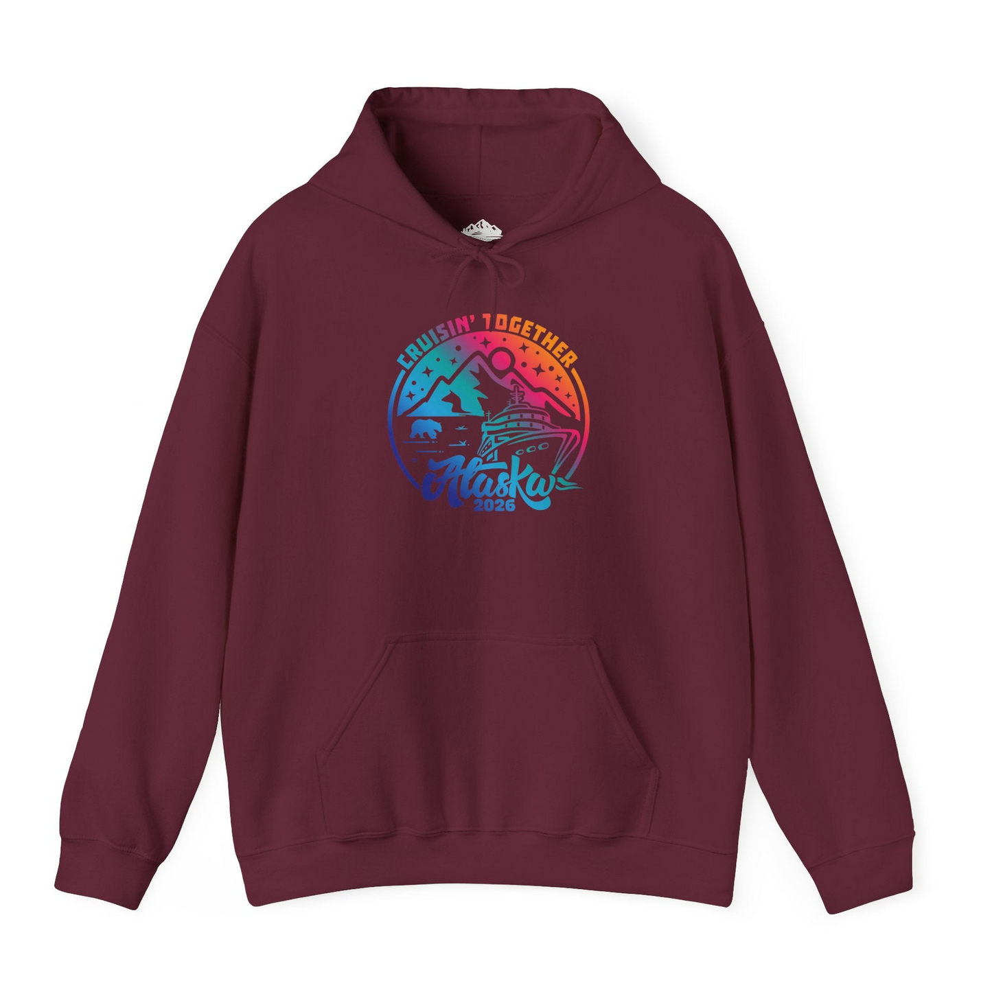 Alaska Cruise Adventure Mountains Wildlife Retro Family Group Shirt 2026 — Hoodie Hoodie – Maroon – Alaska Cruise Shirts