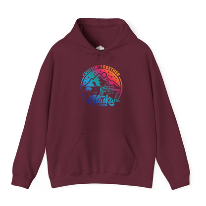 Alaska Cruise Adventure Mountains Wildlife Retro Family Group Shirt 2026 — Hoodie Hoodie – Maroon – Alaska Cruise Shirts