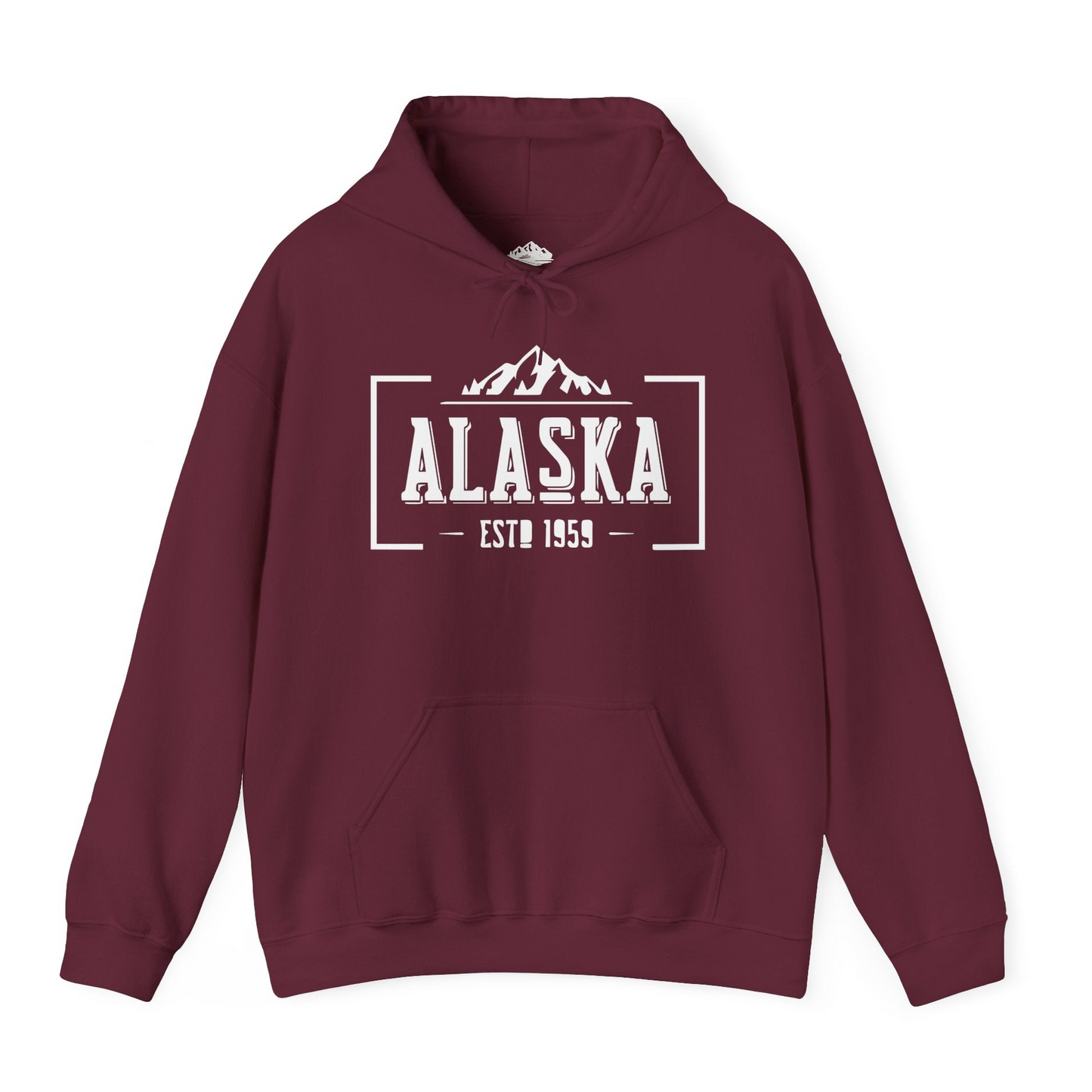 Alaska Mountain Vintage Shirt Hoodie – Maroon – Alaska Cruise Shirts