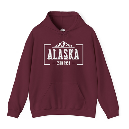 Alaska Mountain Vintage Shirt Hoodie – Maroon – Alaska Cruise Shirts