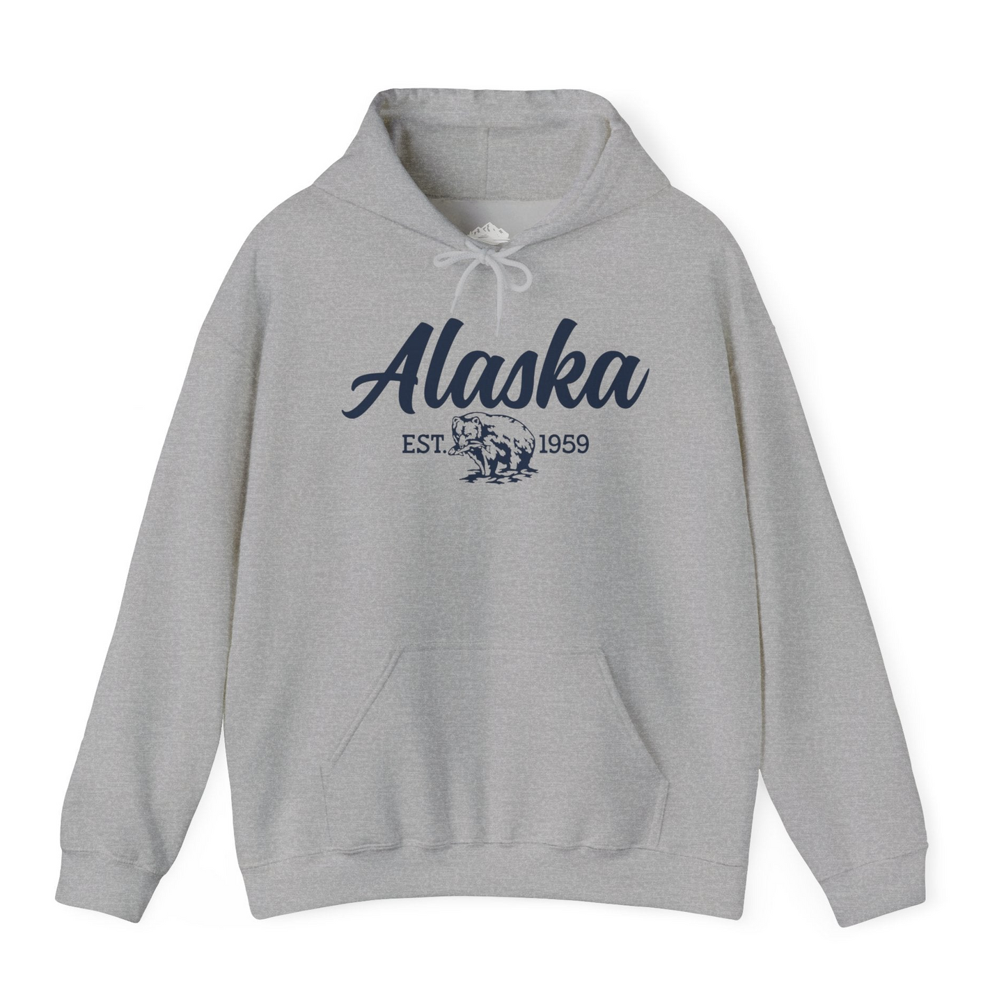 Alaska Bear Est 1959 Vintage Wildlife Graphic Monochrome Shirt — Hoodie Hoodie – Sport Grey – Alaska Cruise Shirts