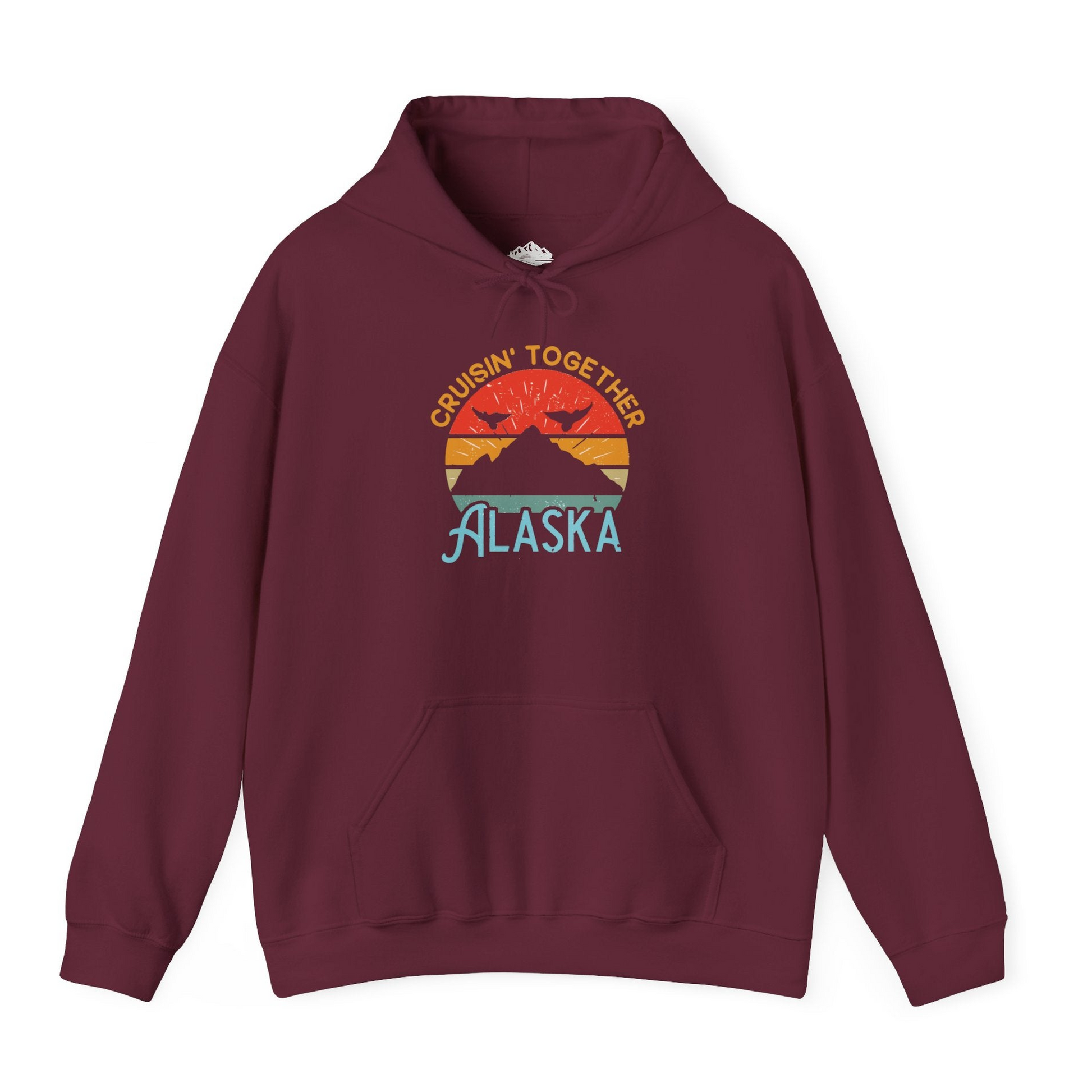 Retro Alaska Cruise Shirt Hoodie – Maroon – Alaska Cruise Shirts