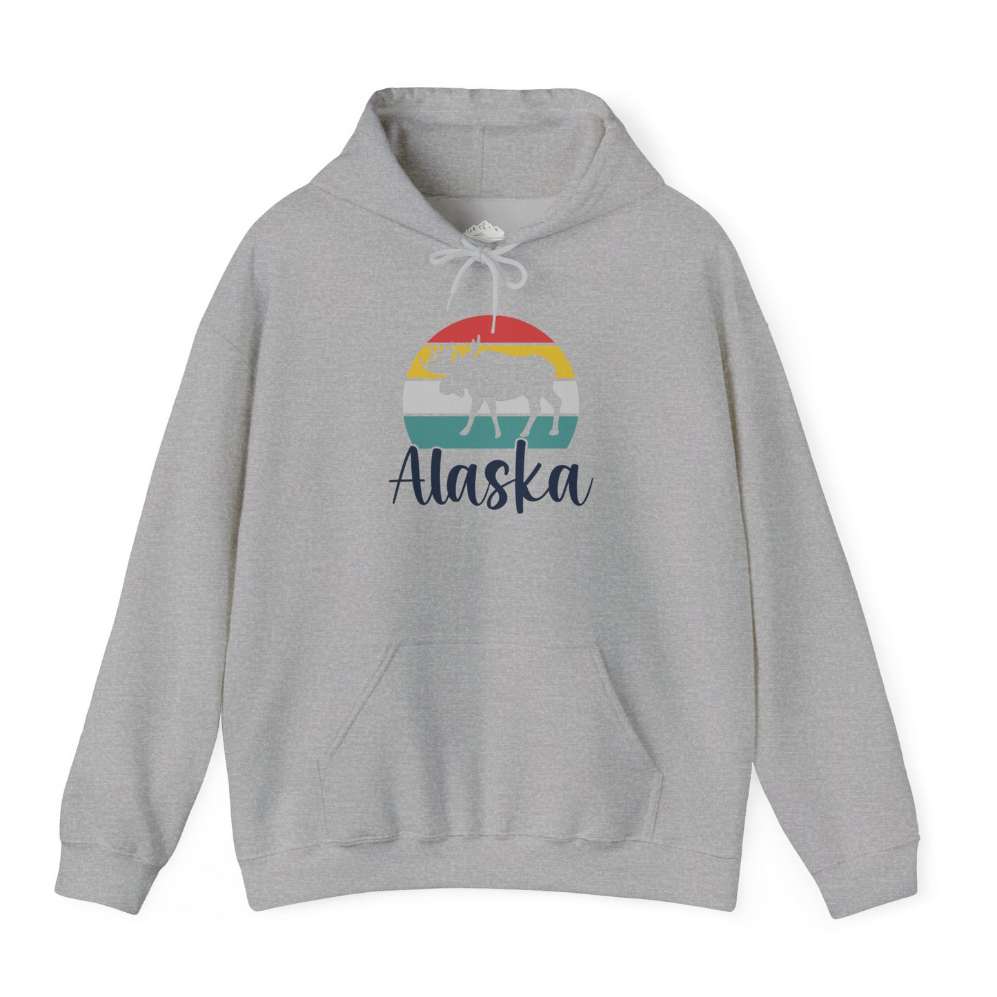 Retro Alaska Moose Silhouette Shirt Hoodie – Sport Grey – Alaska Cruise Shirts