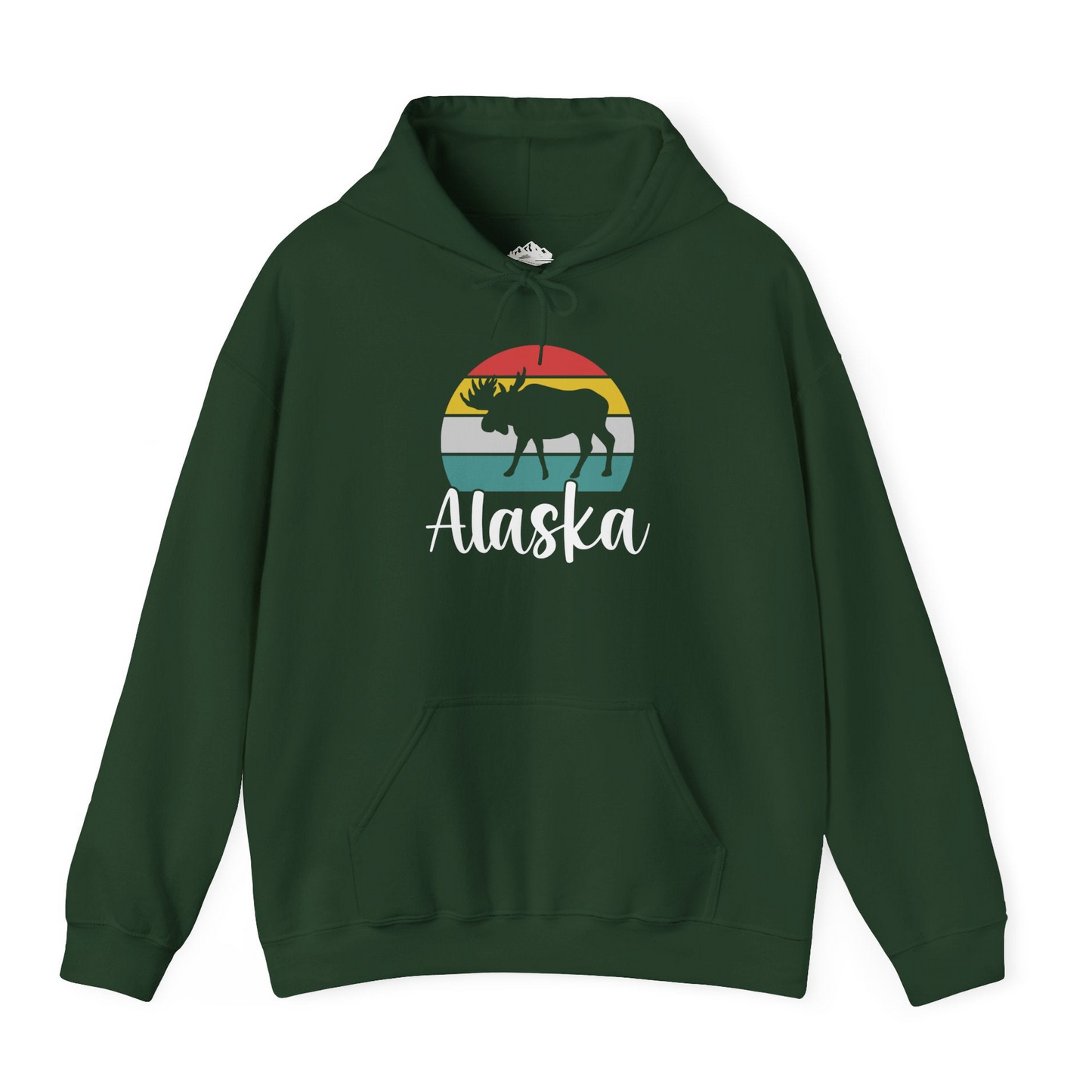 Retro Alaska Moose Silhouette Shirt Hoodie – Forest Green – Alaska Cruise Shirts