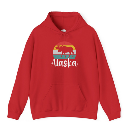 Retro Alaska Moose Silhouette Shirt Hoodie – Red – Alaska Cruise Shirts