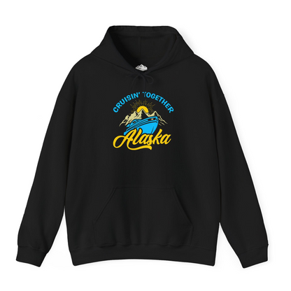 Alaska Cruise Adventure Mountains Sunrise Retro Shirt for Travelers — Hoodie Hoodie – Black – Alaska Cruise Shirts