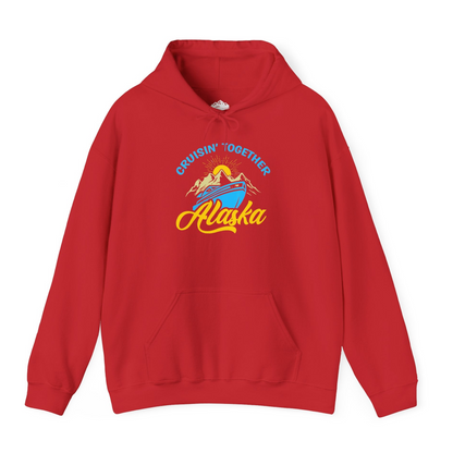 Alaska Cruise Adventure Mountains Sunrise Retro Shirt for Travelers — Hoodie Hoodie – Red – Alaska Cruise Shirts