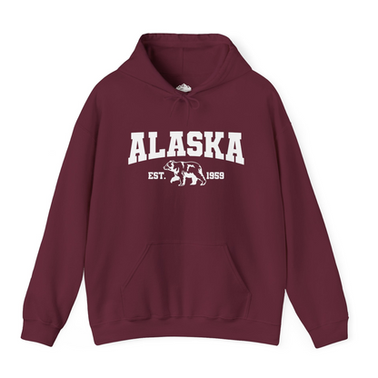 Vintage Alaska Bear Shirt Hoodie – Maroon – Alaska Cruise Shirts