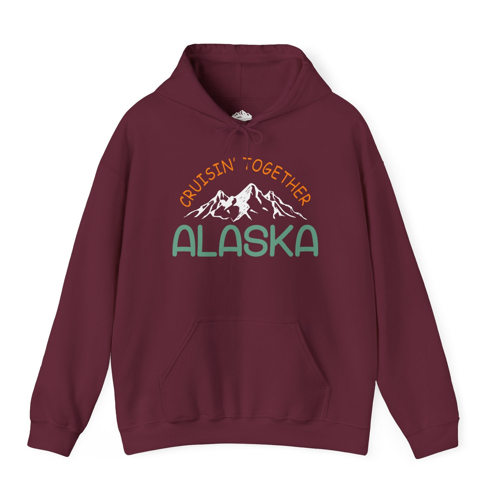 Cruisin Together Alaska Mountain Adventure Cruise Graphic Shirt — Hoodie Hoodie – Maroon – Alaska Cruise Shirts