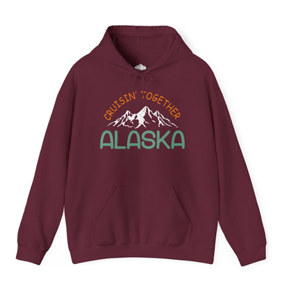 Cruisin Together Alaska Mountain Adventure Cruise Graphic Shirt — Hoodie Hoodie – Maroon – Alaska Cruise Shirts