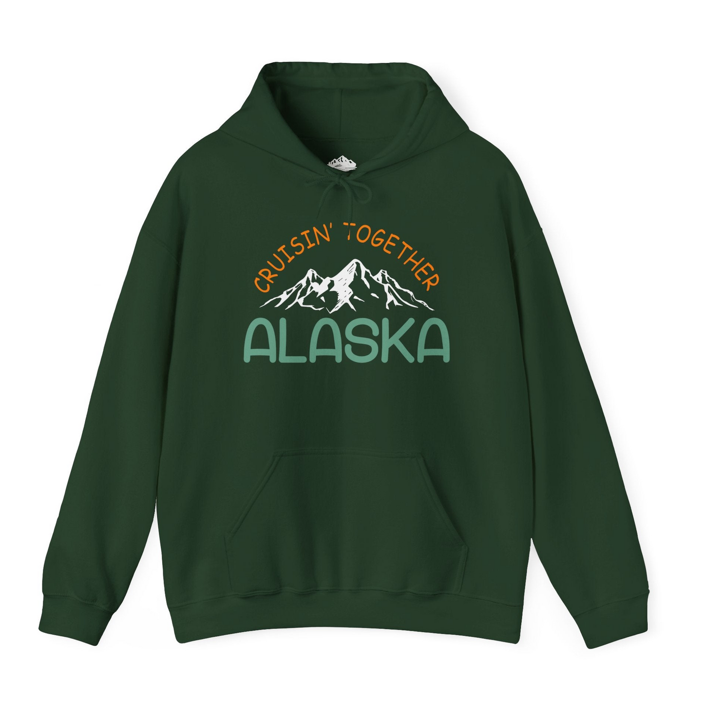 Cruisin Together Alaska Mountain Adventure Cruise Graphic Shirt — Hoodie Hoodie – Forest Green – Alaska Cruise Shirts