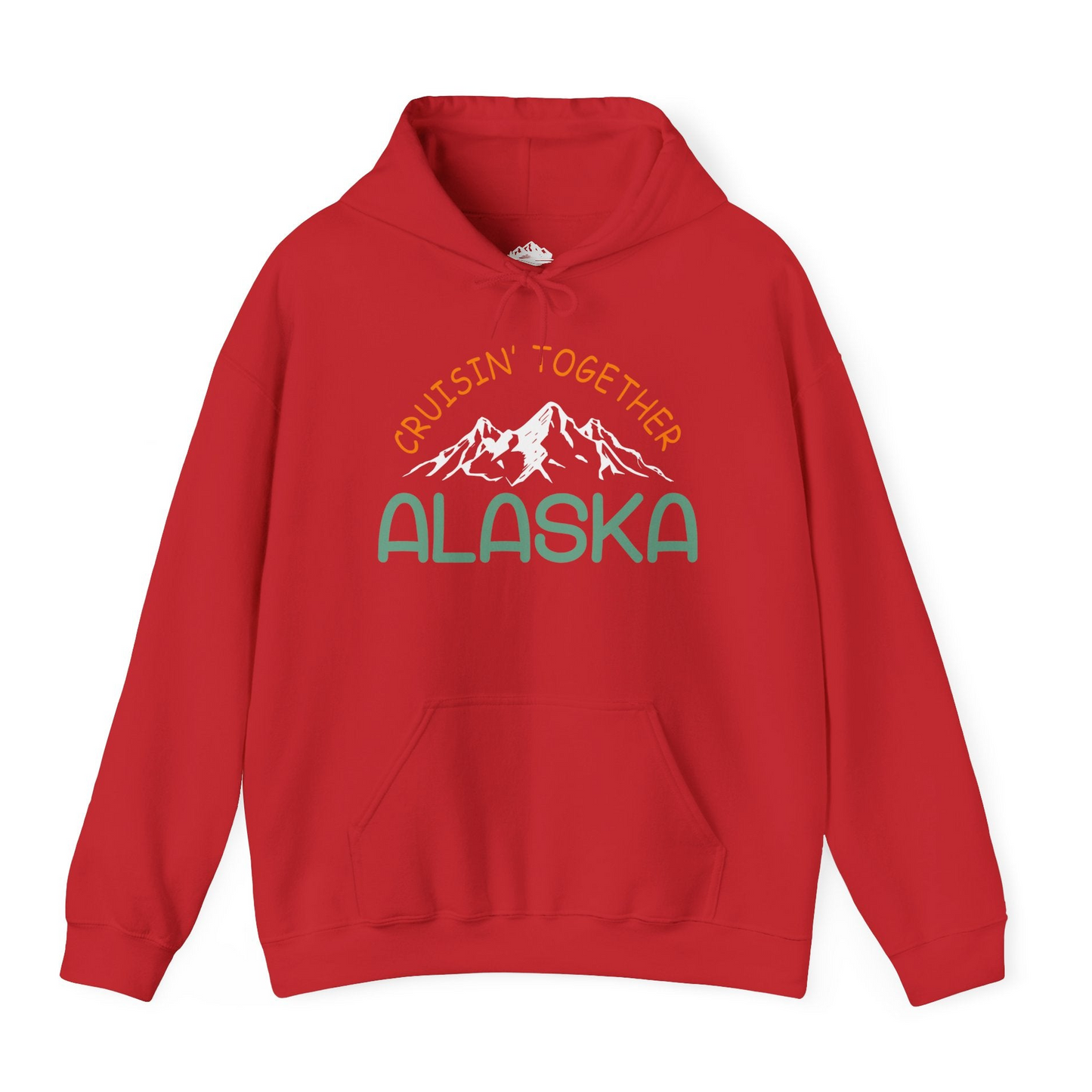 Cruisin Together Alaska Mountain Adventure Cruise Graphic Shirt — Hoodie Hoodie – Red – Alaska Cruise Shirts