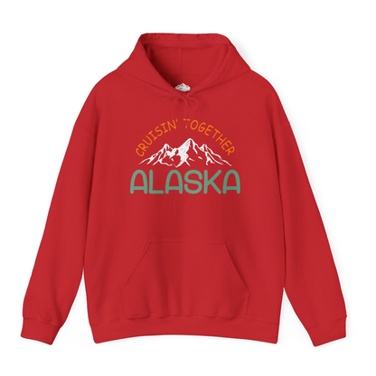 Cruisin Together Alaska Mountain Adventure Cruise Graphic Shirt — Hoodie Hoodie – Red – Alaska Cruise Shirts