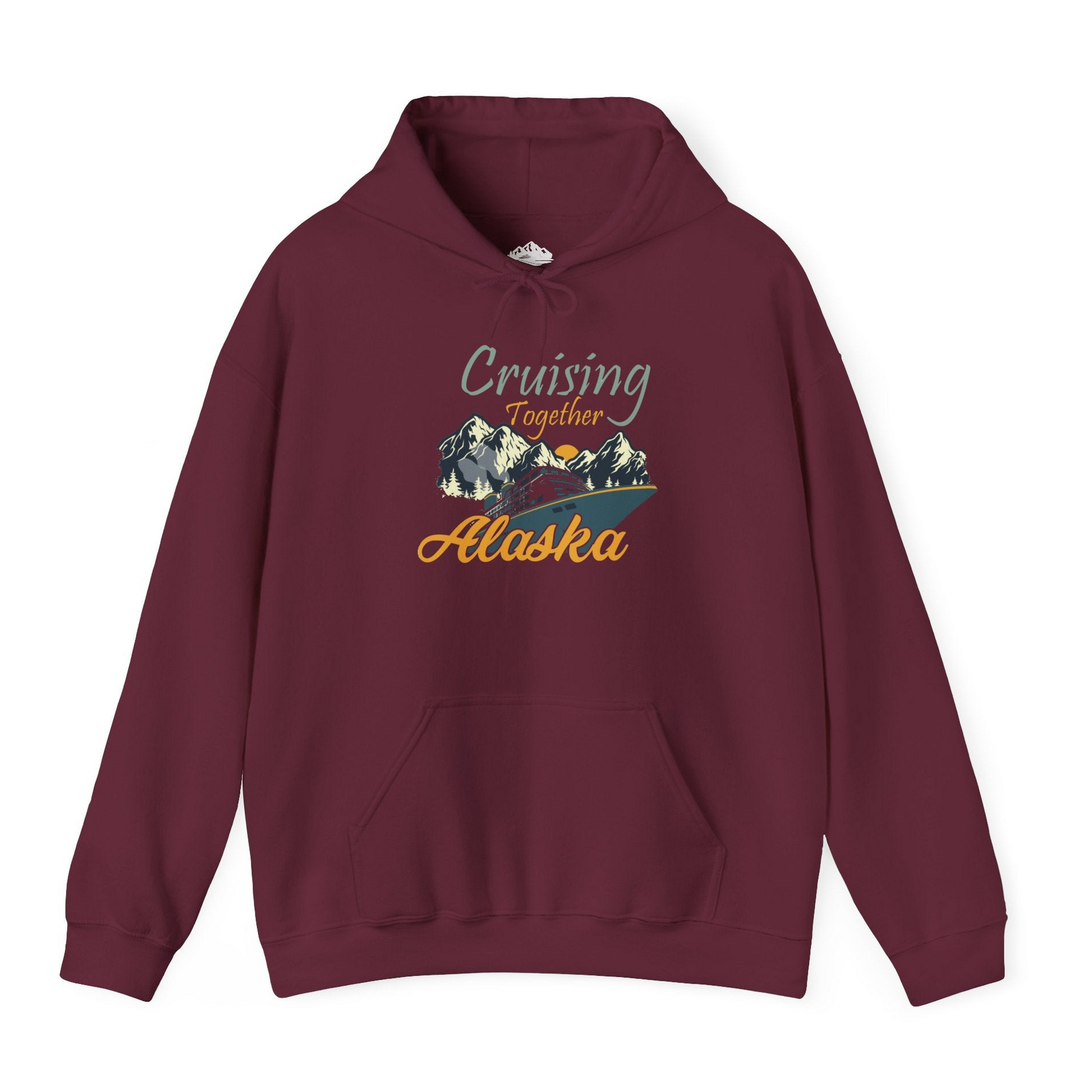 Cruising Together Alaska Mountains Family Alaska Cruise Adventure Shirt — Hoodie Hoodie – Maroon – Alaska Cruise Shirts
