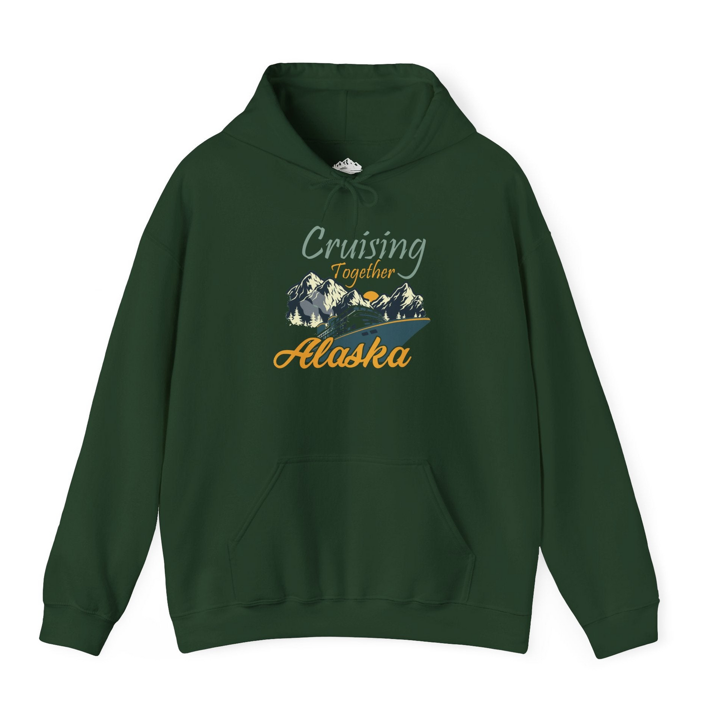 Cruising Together Alaska Mountains Family Alaska Cruise Adventure Shirt — Hoodie Hoodie – Forest Green – Alaska Cruise Shirts