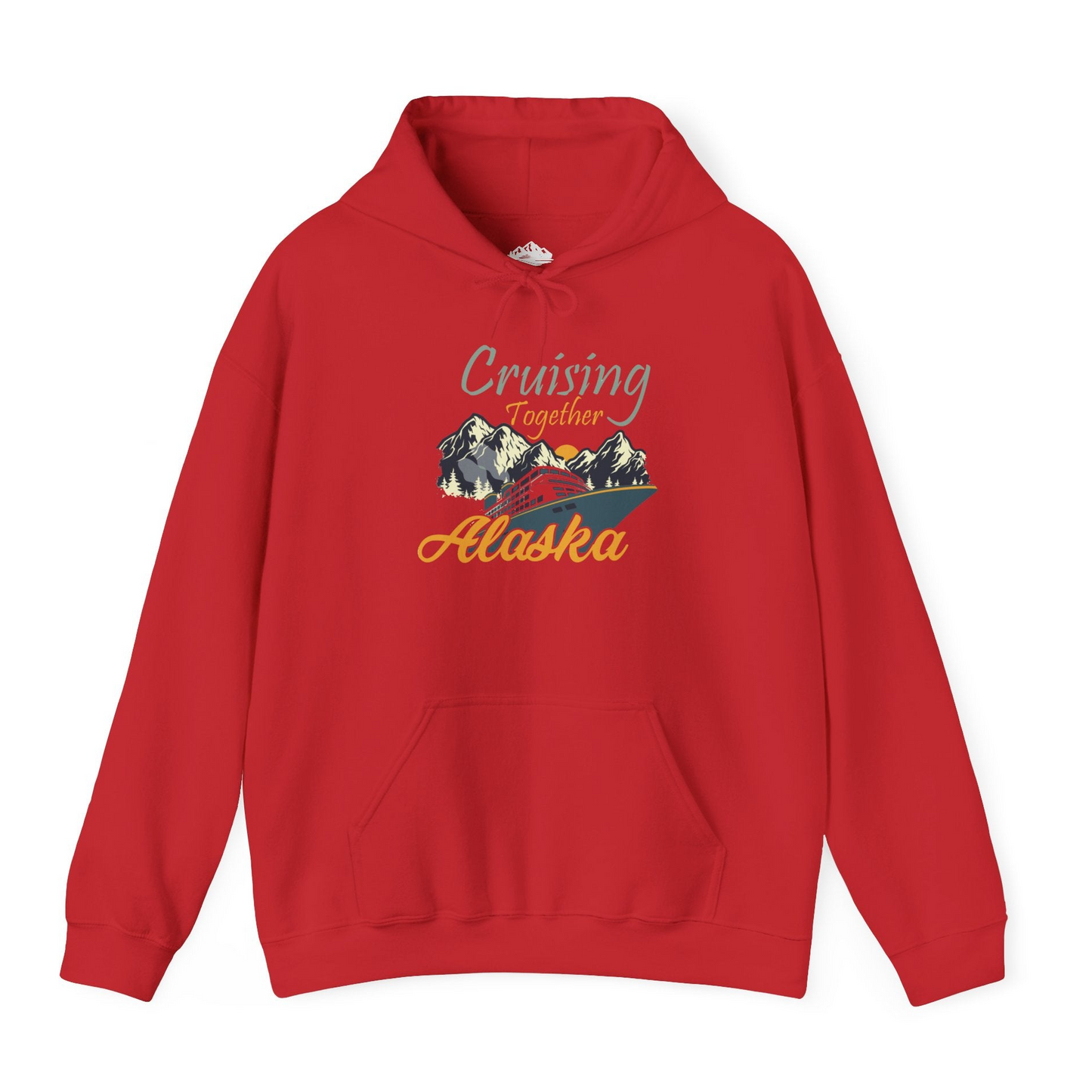 Cruising Together Alaska Mountains Family Alaska Cruise Adventure Shirt — Hoodie Hoodie – Red – Alaska Cruise Shirts