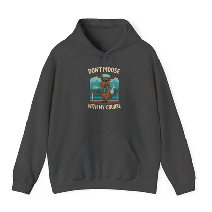 Funny Moose on Alaska Cruise Ship Shirt Hoodie – Dark Heather – Alaska Cruise Shirts