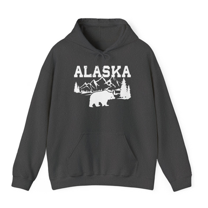 Alaska Bear Shirt Hoodie – Dark Heather – Alaska Cruise Shirts