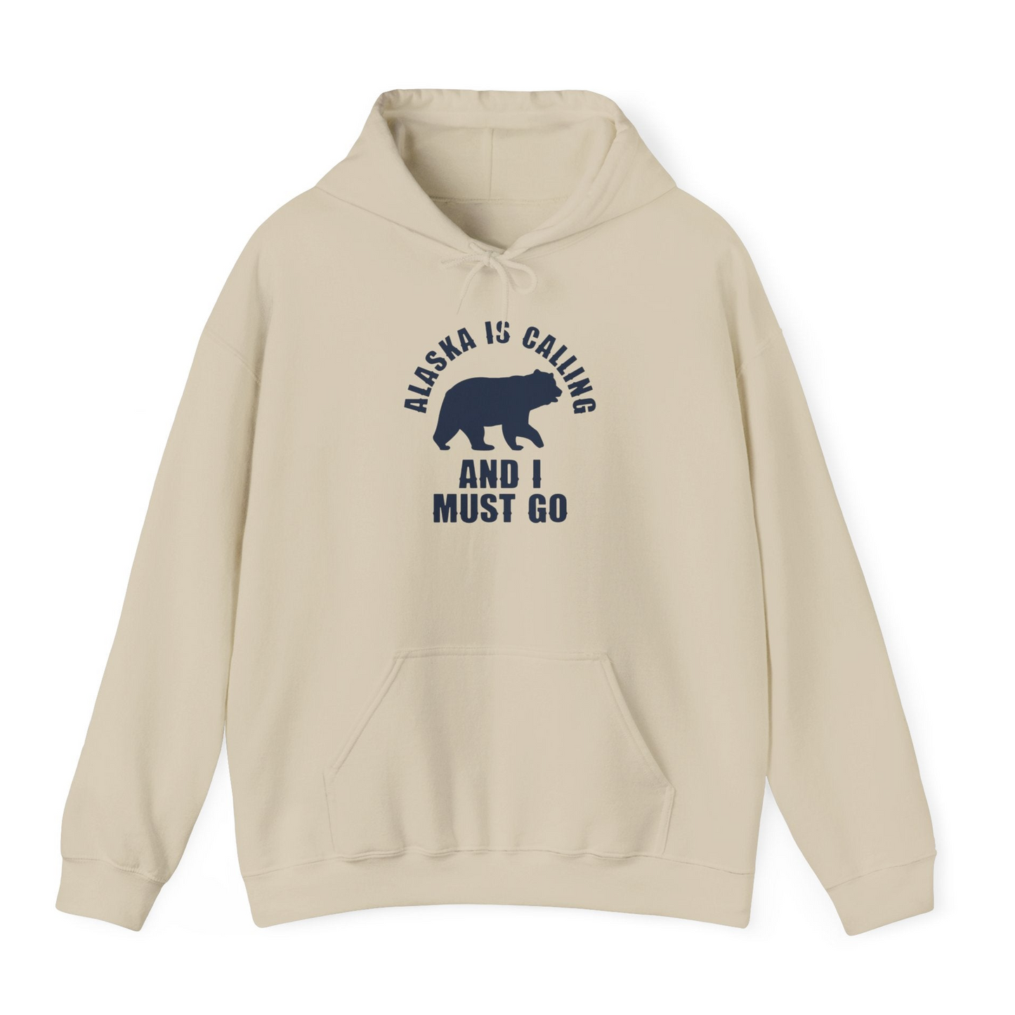 Alaska Is Calling Bear Silhouette Adventure Shirt Hoodie – Sand – Alaska Cruise Shirts