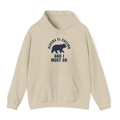 Alaska Is Calling Bear Silhouette Adventure Shirt Hoodie – Sand – Alaska Cruise Shirts