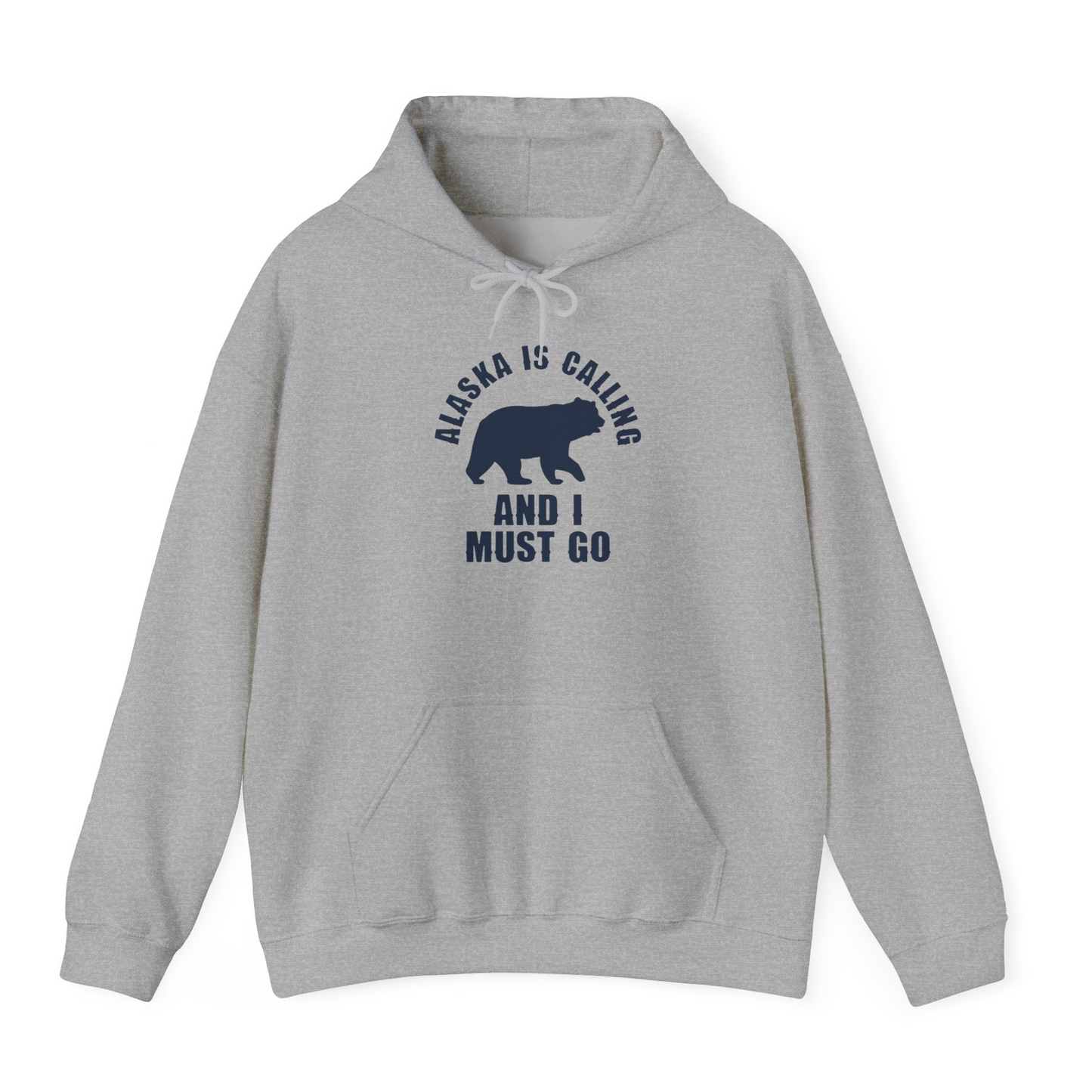 Alaska Is Calling Bear Silhouette Adventure Shirt Hoodie – Sport Grey – Alaska Cruise Shirts