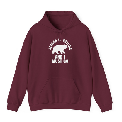 Alaska Is Calling Bear Silhouette Adventure Shirt Hoodie – Maroon – Alaska Cruise Shirts