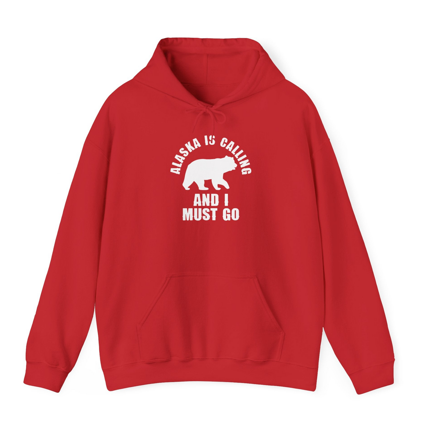 Alaska Is Calling Bear Silhouette Adventure Shirt Hoodie – Red – Alaska Cruise Shirts