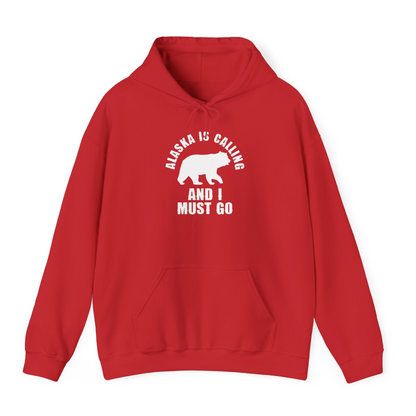 Alaska Is Calling Bear Silhouette Adventure Shirt Hoodie – Red – Alaska Cruise Shirts