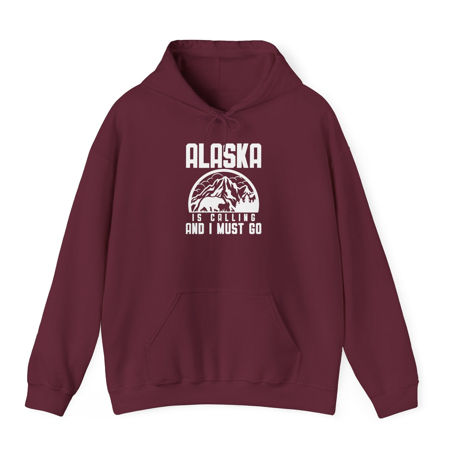 Alaska Is Calling Shirt Hoodie – Maroon – Alaska Cruise Shirts