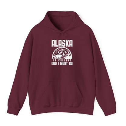 Alaska Is Calling Shirt Hoodie – Maroon – Alaska Cruise Shirts