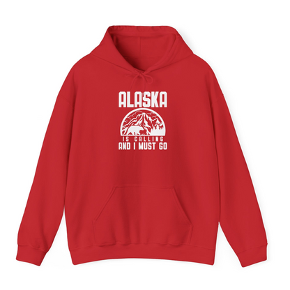 Alaska Is Calling Shirt Hoodie – Red – Alaska Cruise Shirts