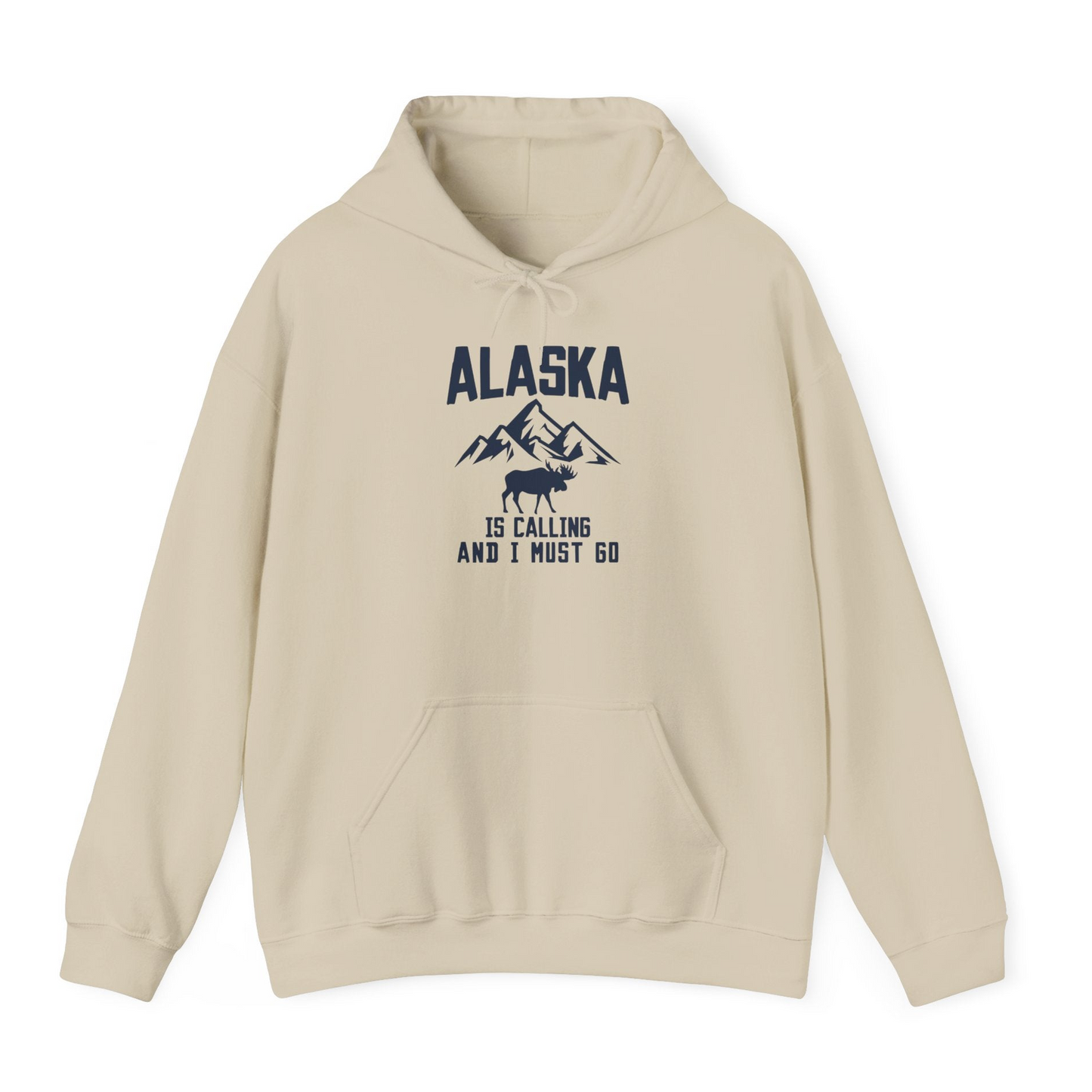Alaska Is Calling Moose Mountains Adventure Silhouette Nature Shirt — Hoodie Hoodie – Sand – Alaska Cruise Shirts