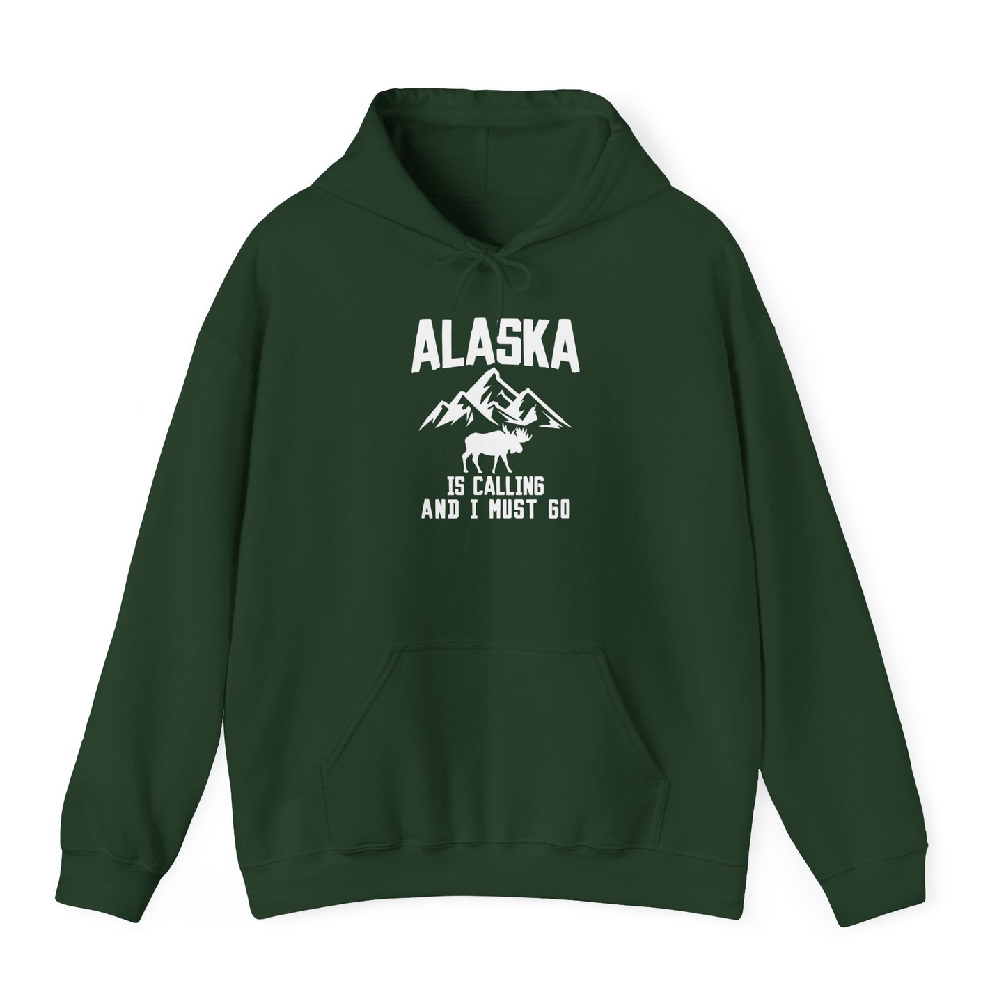 Alaska Is Calling Moose Mountains Adventure Silhouette Nature Shirt — Hoodie Hoodie – Forest Green – Alaska Cruise Shirts