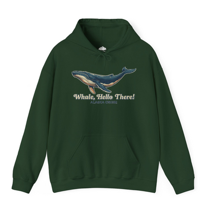 Whale Hello There Alaska Cruise Shirt Hoodie – Forest Green – Alaska Cruise Shirts