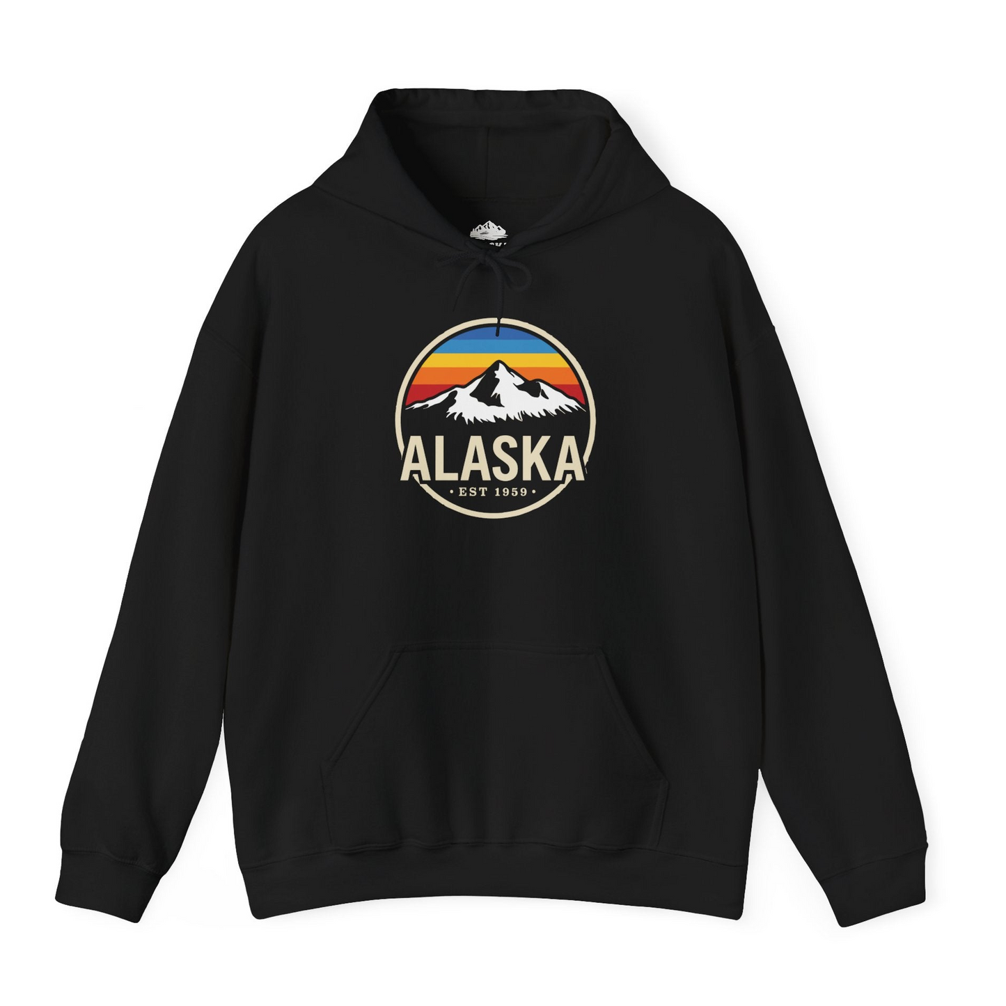 Alaska Vintage Mountain Sunset hoodie Hoodie – Black – Alaska Cruise Shirts