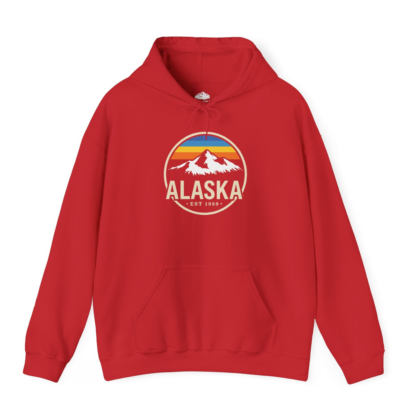 Alaska Vintage Mountain Sunset hoodie Hoodie – Red – Alaska Cruise Shirts
