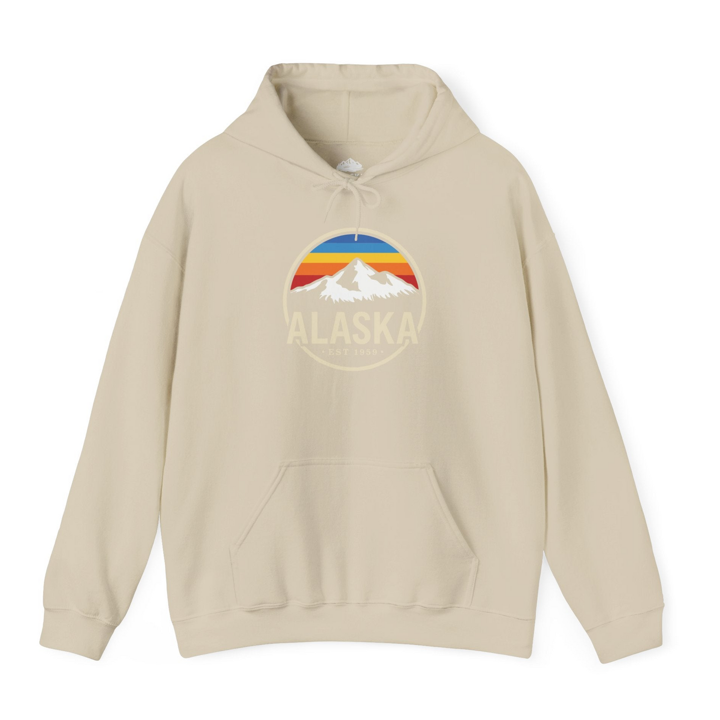 Alaska Vintage Mountain Sunset hoodie Hoodie – Sand – Alaska Cruise Shirts
