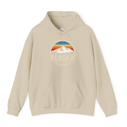 Alaska Vintage Mountain Sunset hoodie Hoodie – Sand – Alaska Cruise Shirts