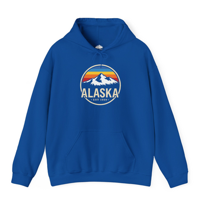 Alaska Vintage Mountain Sunset hoodie Hoodie – Royal – Alaska Cruise Shirts