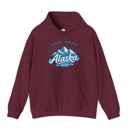 Alaska Cruise Mountains Adventure Shirt Hoodie – Maroon – Alaska Cruise Shirts