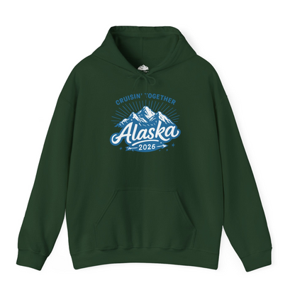 Alaska Cruise Mountains Adventure Shirt Hoodie – Forest Green – Alaska Cruise Shirts