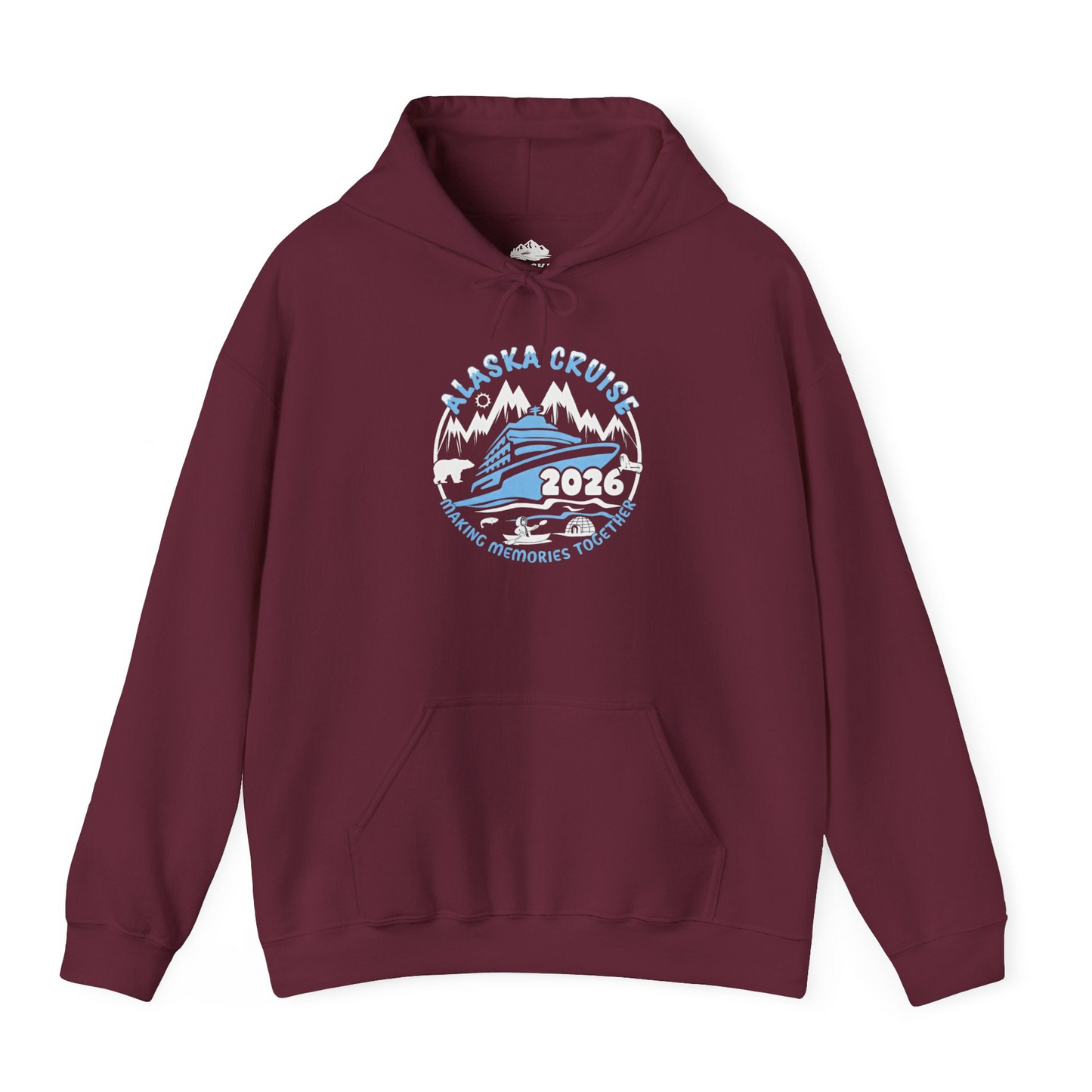 Alaska Cruise 2026 Family Adventure Shirt with Wildlife and Nature — Hoodie Hoodie – Maroon – Alaska Cruise Shirts